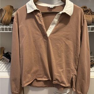 Good American Tan Long Sleeve with White Collar
